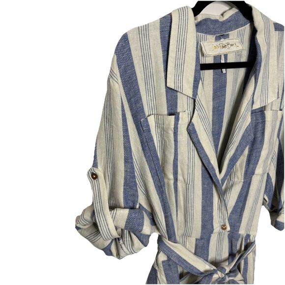 Jen's Pirate Booty Imperial Jumpsuit Linen Blend Striped Romper Size Medium - Picture 3 of 6